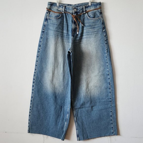 NWT ZARA Loose Wide-leg High-waist Belted Jeans - Picture 7 of 14